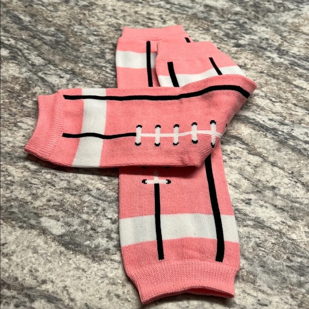 🇺🇸$3🇺🇸 Football Pink Black and White Kids Leg Warmers NIP